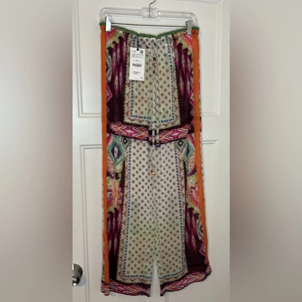 Zara Multi colored feather 2 pieces Set Shirt Small Pants Medium NWT - Picture 10 of 10
